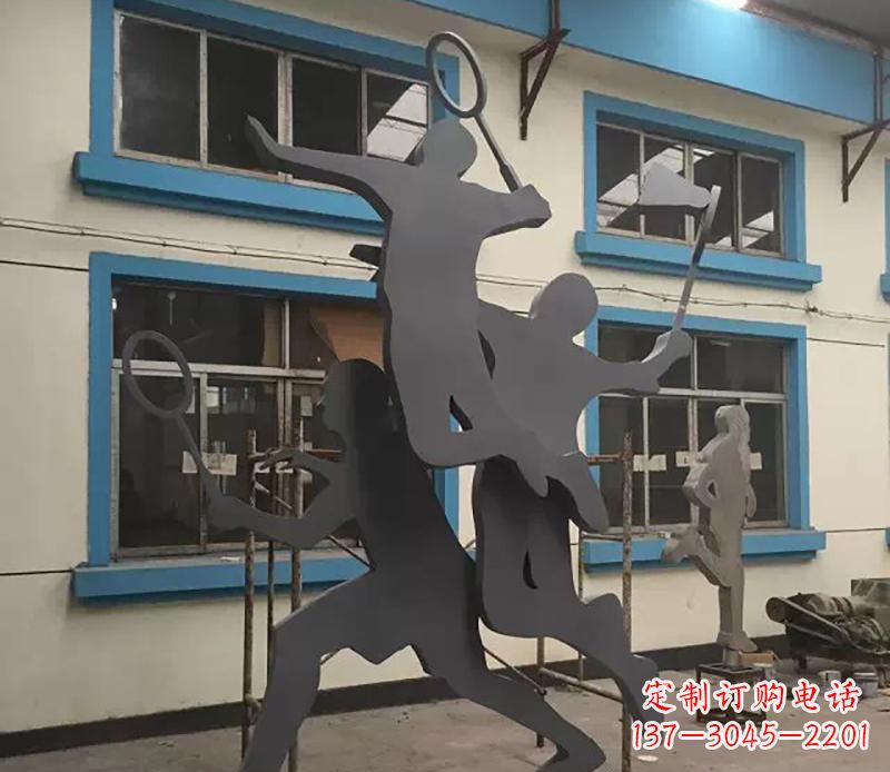 长春广场不锈钢打羽毛球雕塑