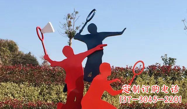 长春广场不锈钢打羽毛球雕塑 (2)