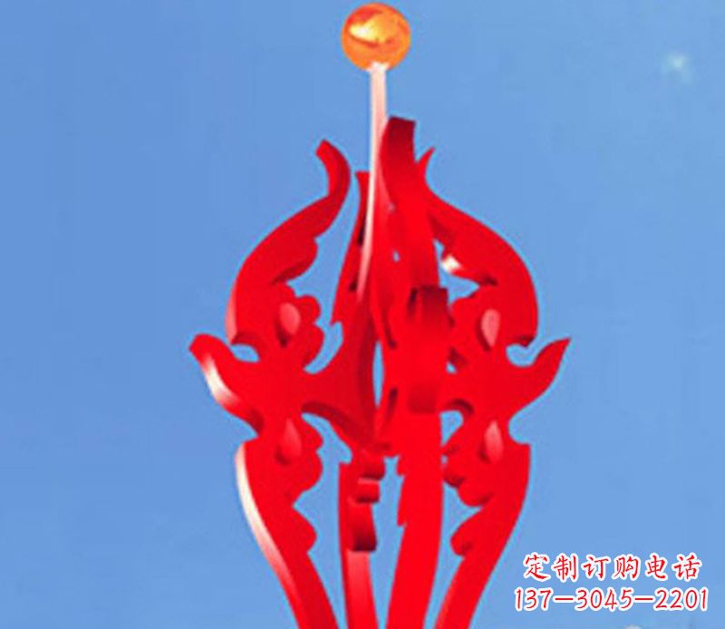 长春中领雕塑出品:不锈钢火苗抽象雕塑