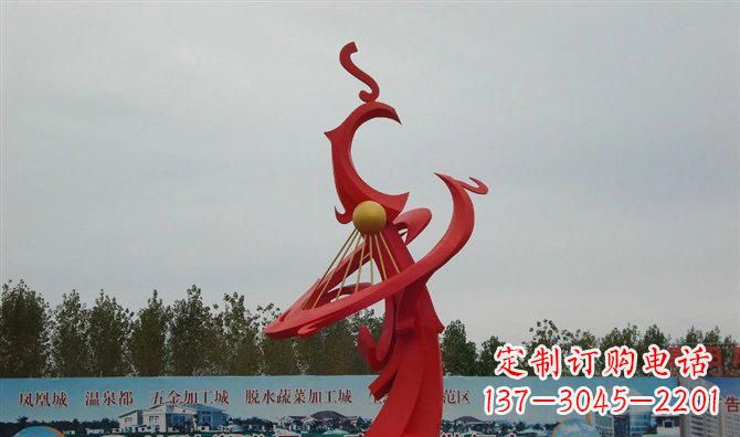 长春广场不锈钢两只凤凰雕塑