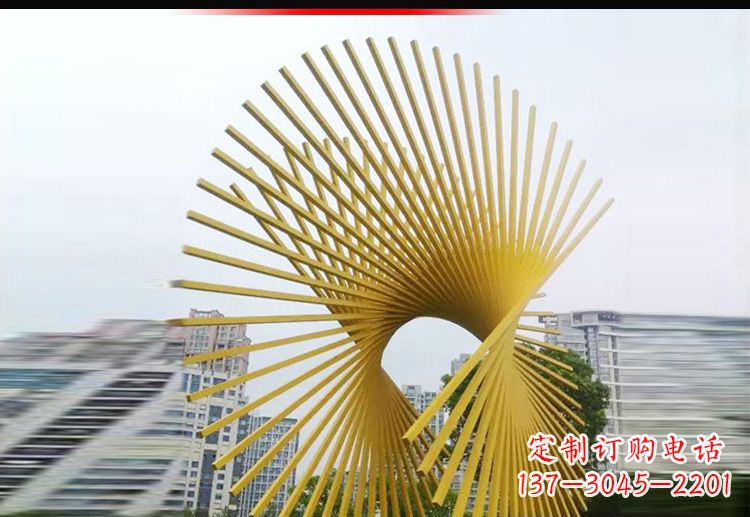长春现代美学——不锈钢树枝扇形景观雕塑