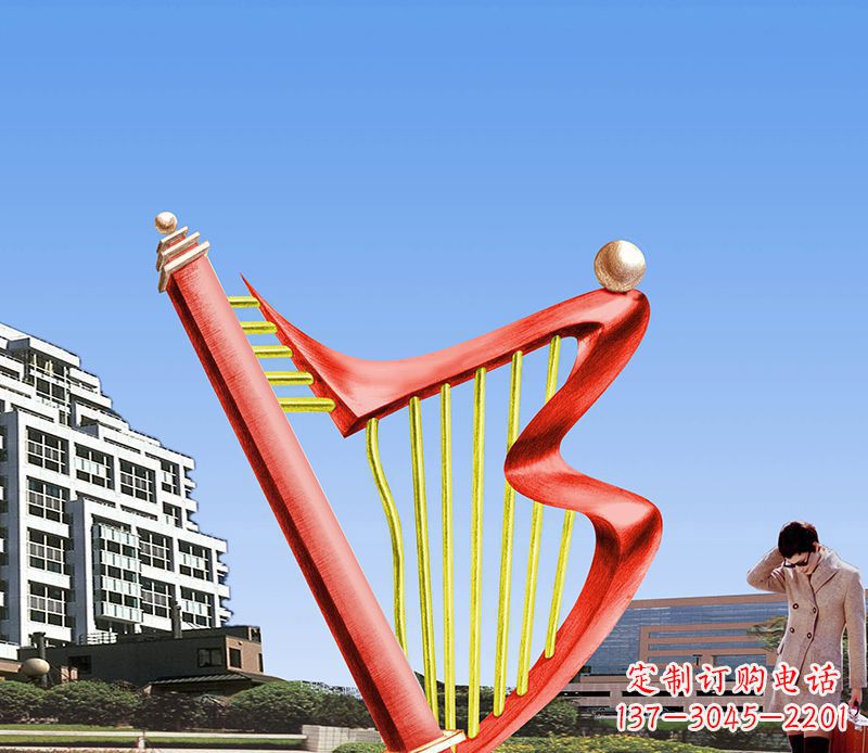 长春精美不锈钢竖琴雕塑