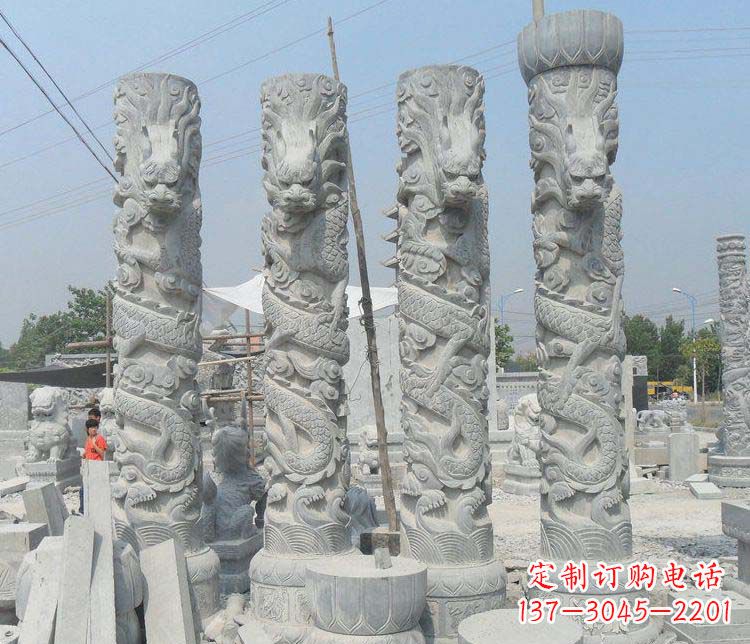 长春广场大理石盘龙柱景观石雕 (2)