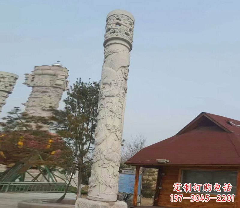长春迎宾龙柱石雕——大理石景观雕刻精美艺术品