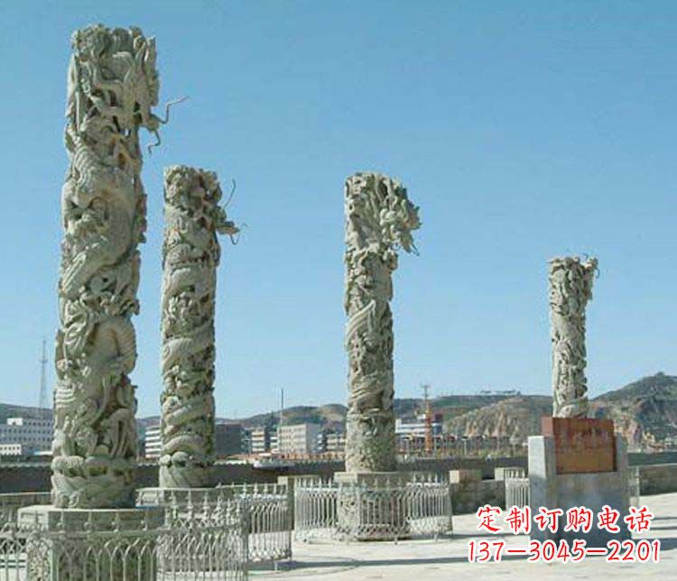 长春中领雕塑的大理石盘龙柱景观石雕
