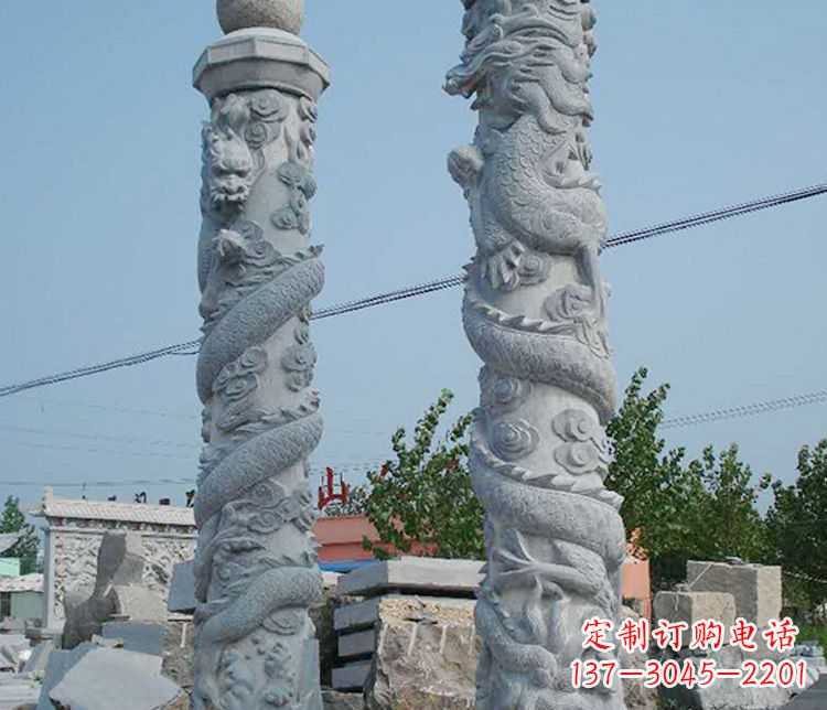 长春高级雕刻工艺的大理石盘龙柱