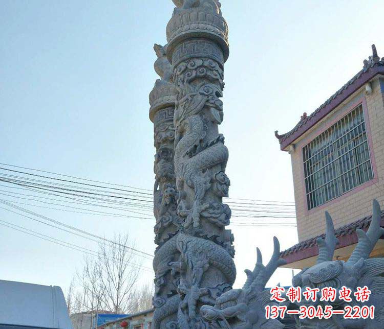 长春广场大理石盘龙柱景观石雕