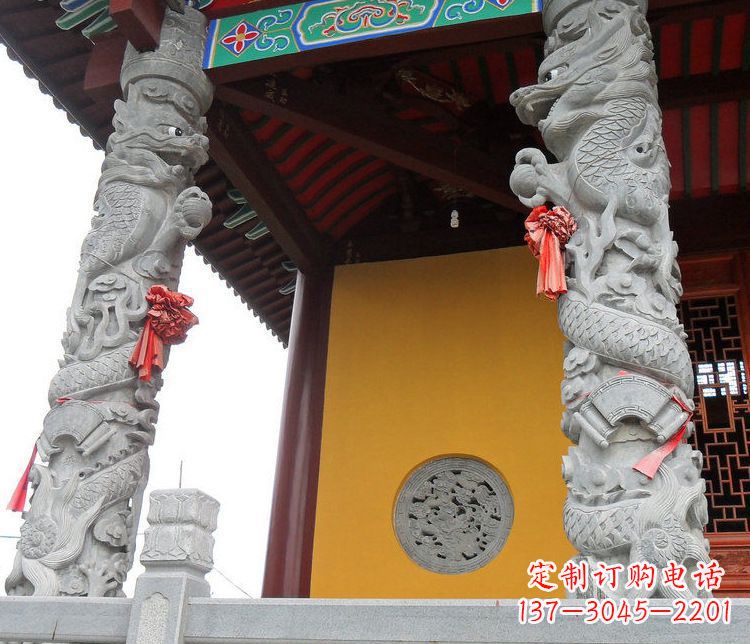 长春精美大理石龙柱雕塑