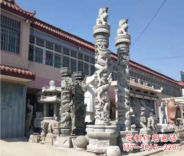 长春广场景观大理石龙柱石雕_1