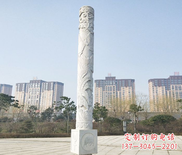 长春广场景观大理石龙柱石雕_2 (2)