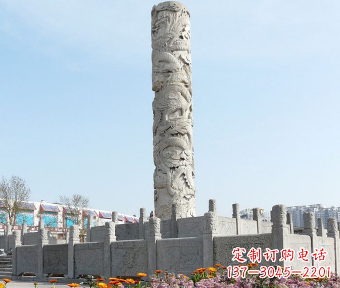 长春广场景观大理石龙柱石雕_1 (2)