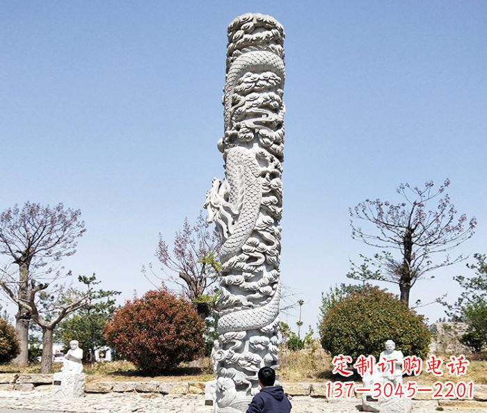 长春广场景观大理石盘龙柱石雕