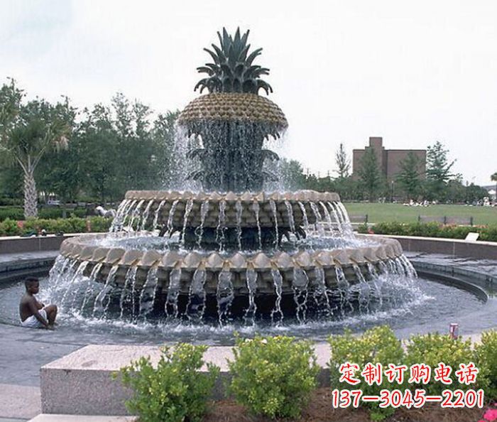 长春广场景观大型菠萝喷泉石雕