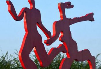 长春中领雕塑-多彩情侣跑步雕塑