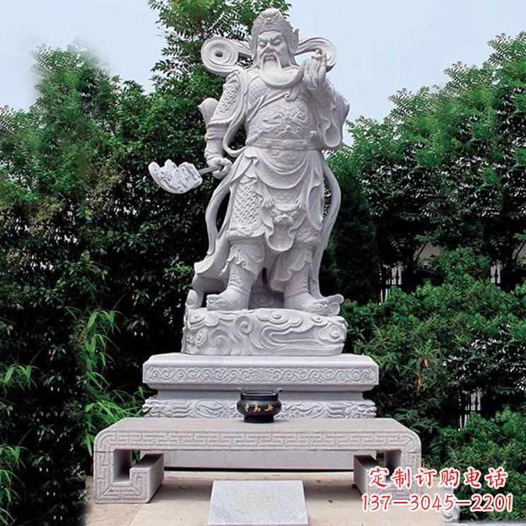 长春汉白玉关公雕塑,融入神秘历史色彩