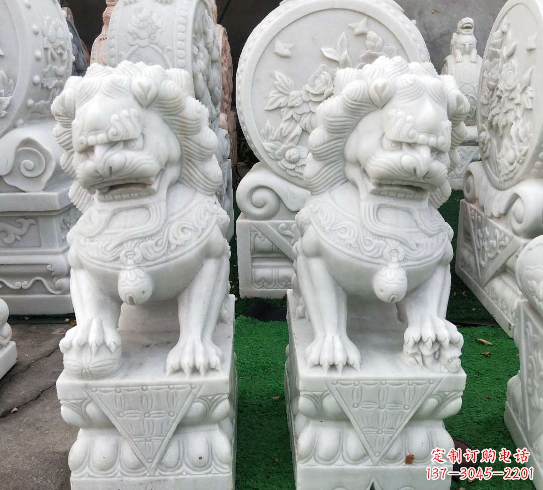 长春精致汉白玉狮子雕塑