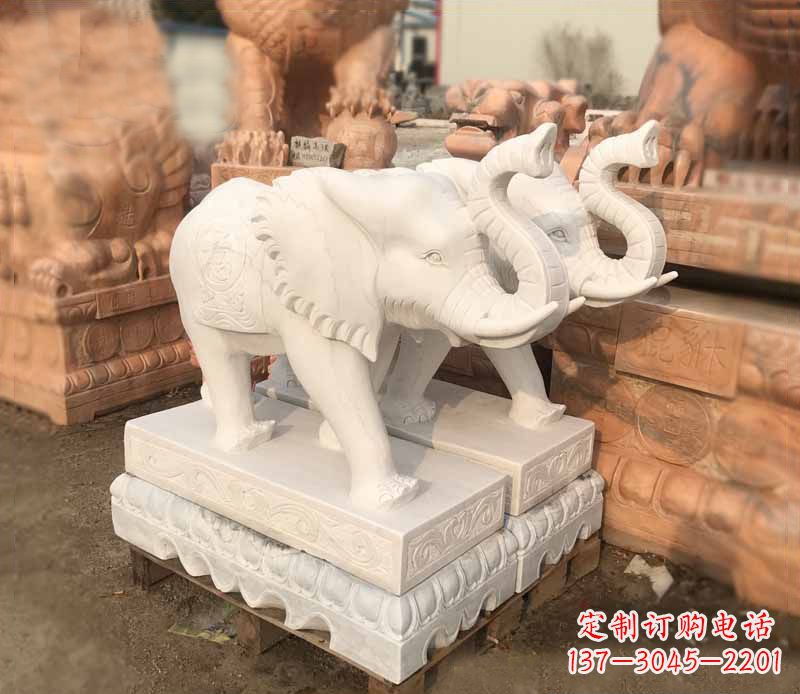 长春雕刻睿智的大象-定制门口镇宅招财石雕