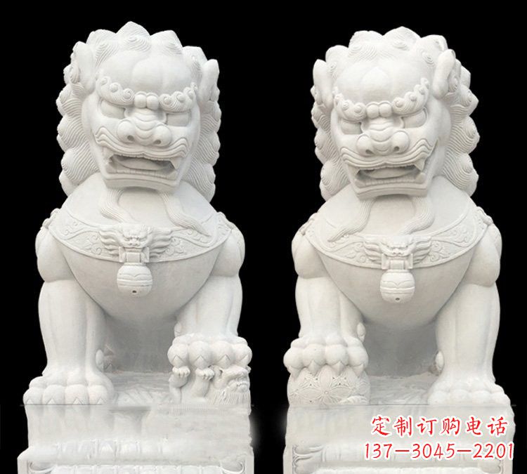 长春玉质狮子门口雕塑是由中领雕塑定制制作的,…