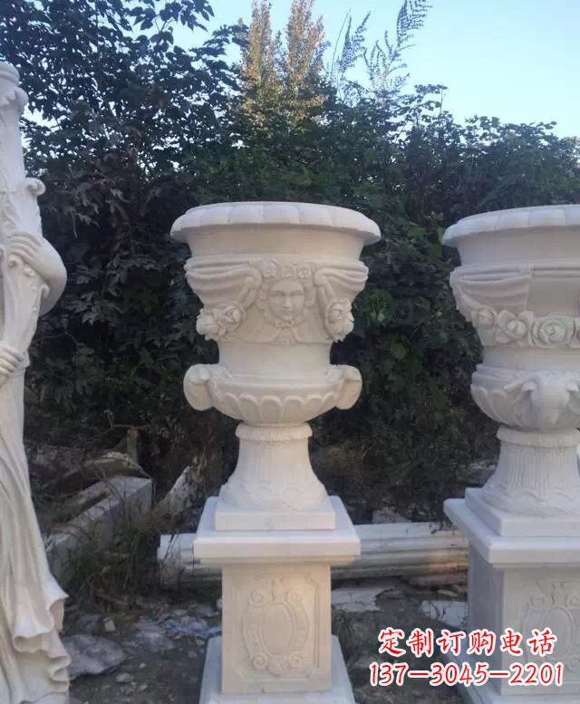 长春汉白玉艺术雕塑花盆