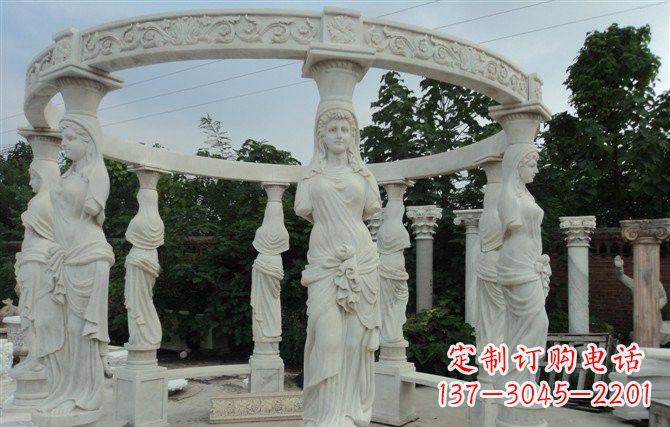 长春汉白玉欧式凉亭雕塑,尽享悠然凉意
