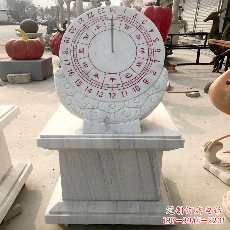 长春精美汉白玉日晷石雕,给您带来精致的收藏价值