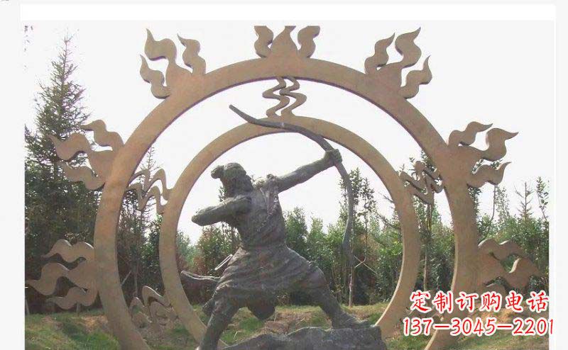 长春后羿射日玻璃钢仿铜人物雕塑