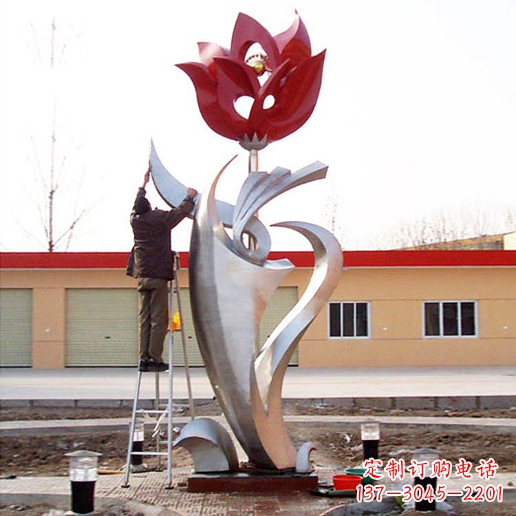 长春高端定制玫瑰花不锈钢大型雕塑