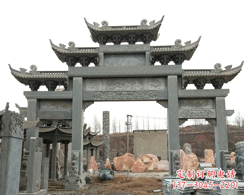 长春黄冈石雕牌坊