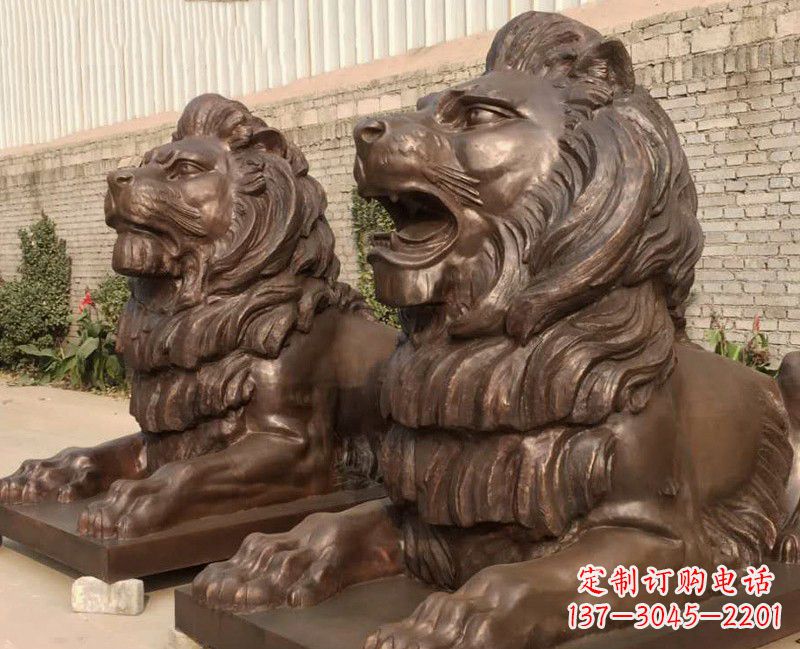 长春汇丰铜雕狮子,威武雄壮