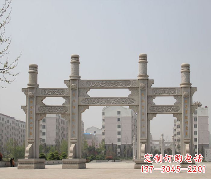 长春上中领雕塑:牌坊石雕定制