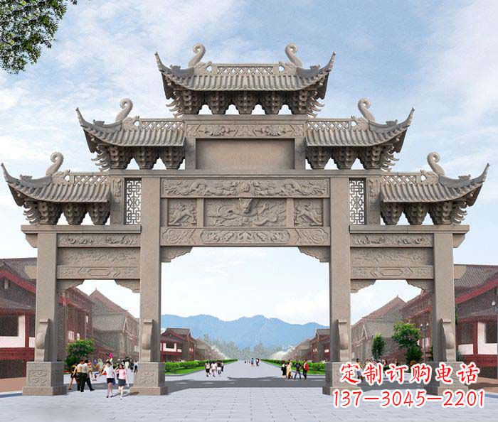 长春景区三门石雕牌楼 (3)