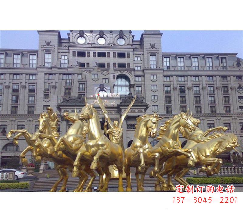 长春酒店门口阿波罗战车景观铜雕