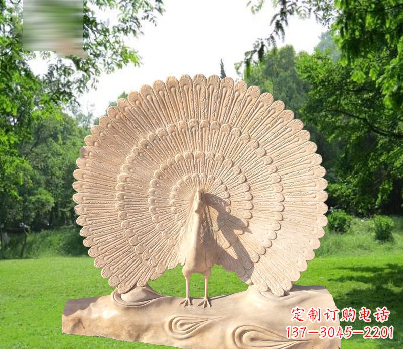 长春孔雀开屏石雕公园雕塑