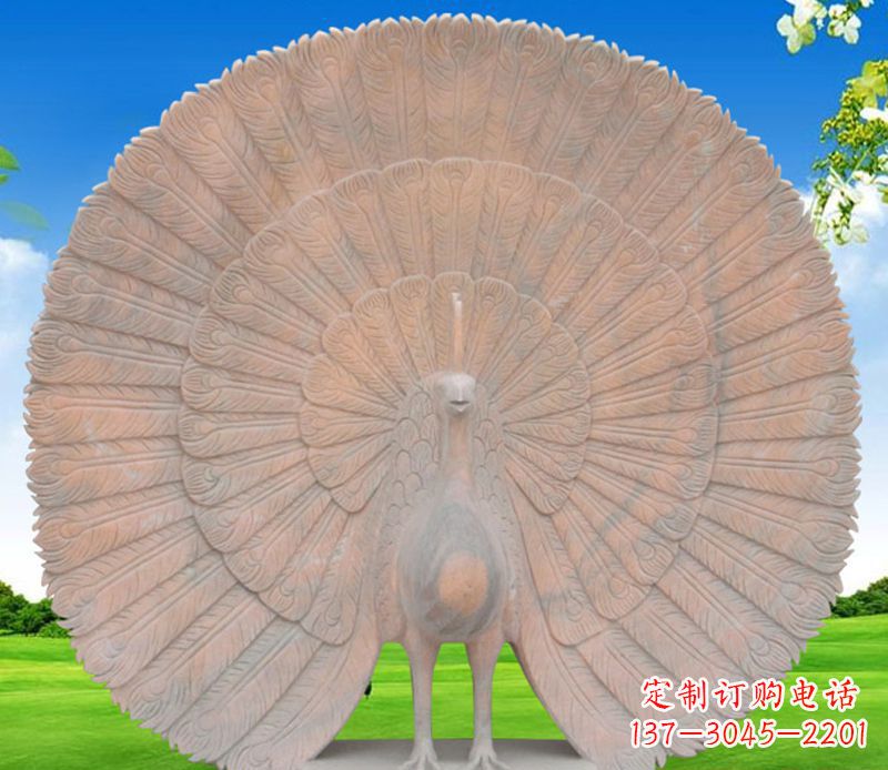 长春孔雀开屏石雕公园动物摆件
