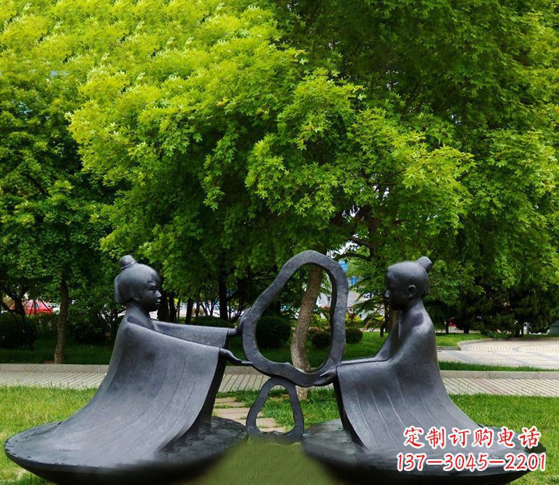 长春孔融让梨公园铜雕