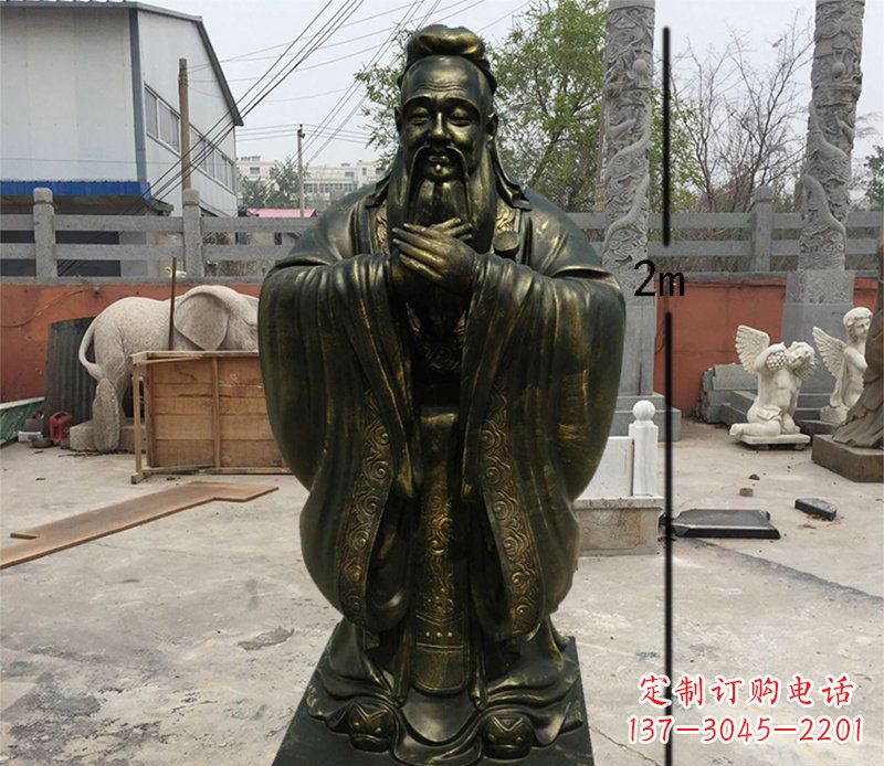 长春荣誉传承,孔子铜雕精美艺术品