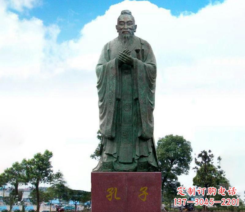 长春孔子广场文化名人铜雕