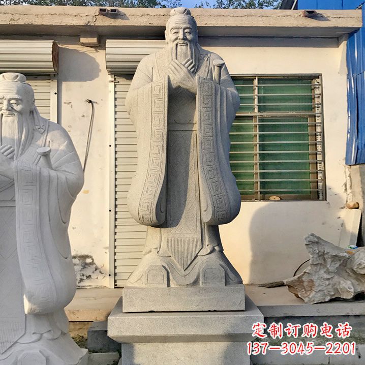 长春用砂岩浮雕铸造大师级精美孔子雕塑