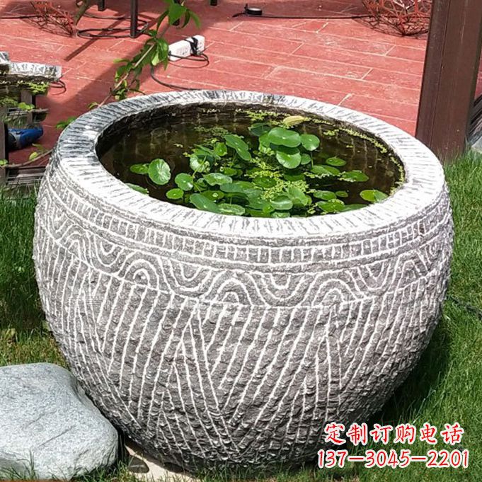 长春老青石花盆鱼缸