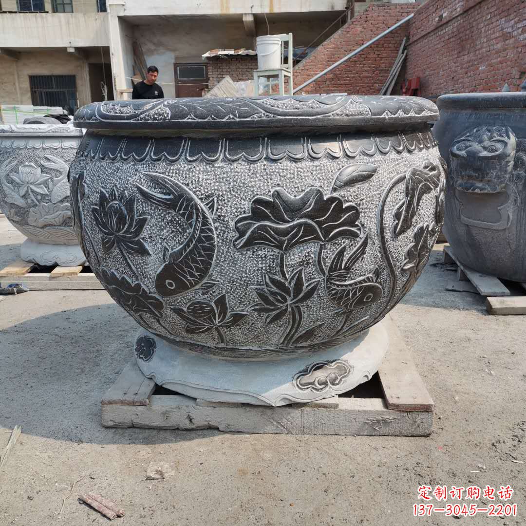 长春老青石园林石雕水缸