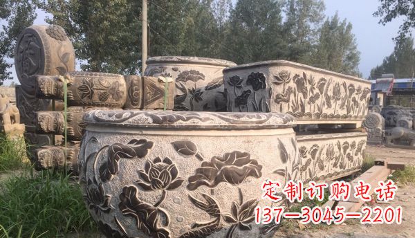 长春出类拔萃的丝绸石浮雕仿古圆水缸
