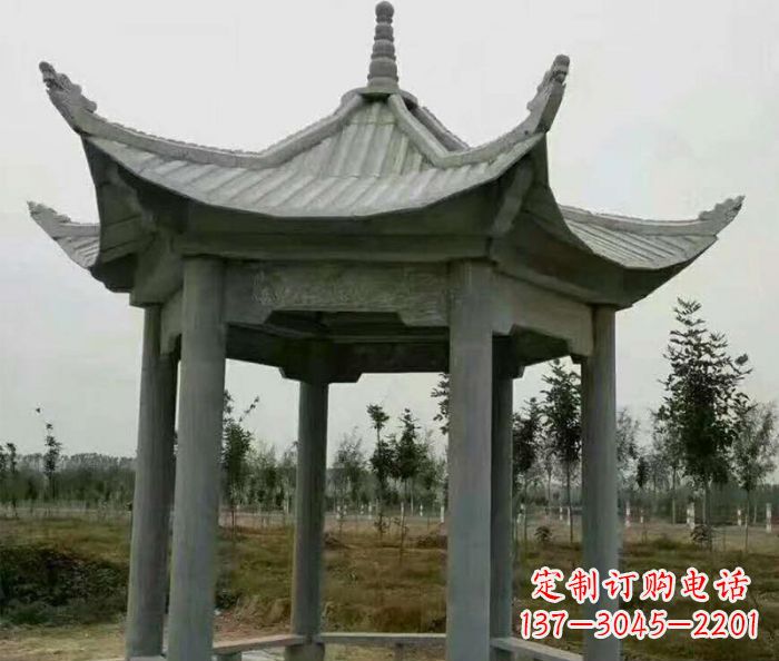 长春精美六角石凉亭雕塑