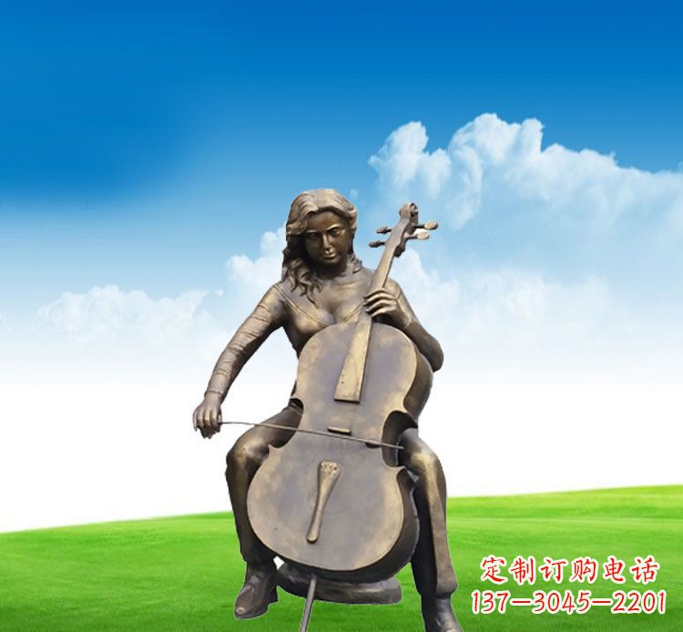 长春美女拉大提琴雕塑