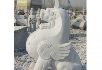 长春汉白玉独角兽石雕，精美细腻，魅力无穷