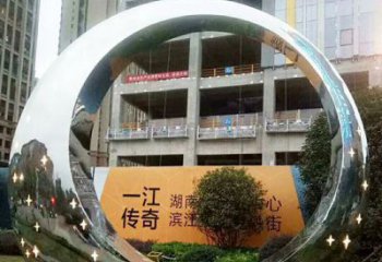 长春让您的空间脱颖而出！时尚镜面不锈钢圆环景观雕塑