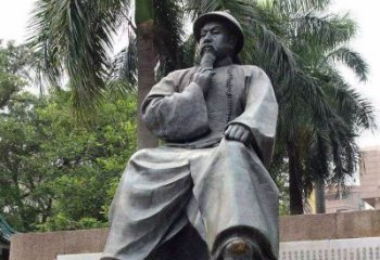 长春精美静谧——林则徐坐姿铜雕塑