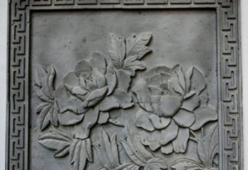 长春牡丹青石浮雕雕塑-精美的永久装饰