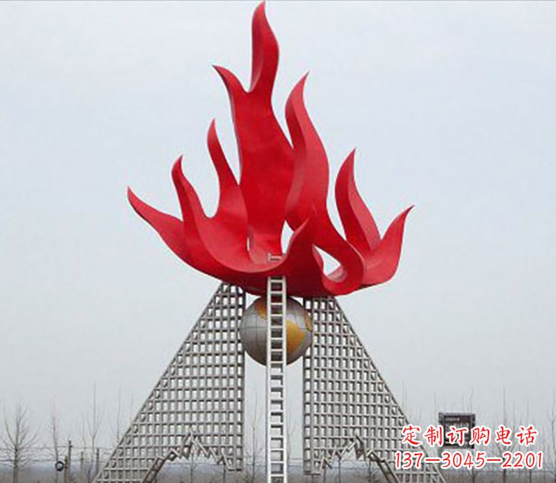 长春金色火苗-优雅华贵的不锈钢景观雕塑