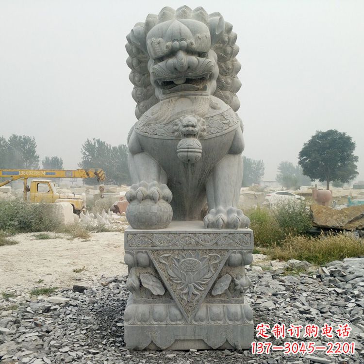 长春完美雕刻,精美青石狮子雕塑