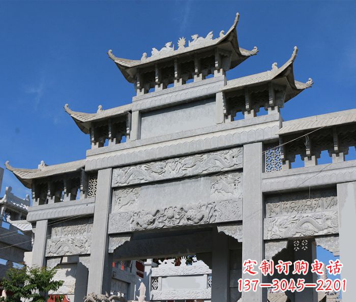 长春三门道路牌坊石雕 (2)